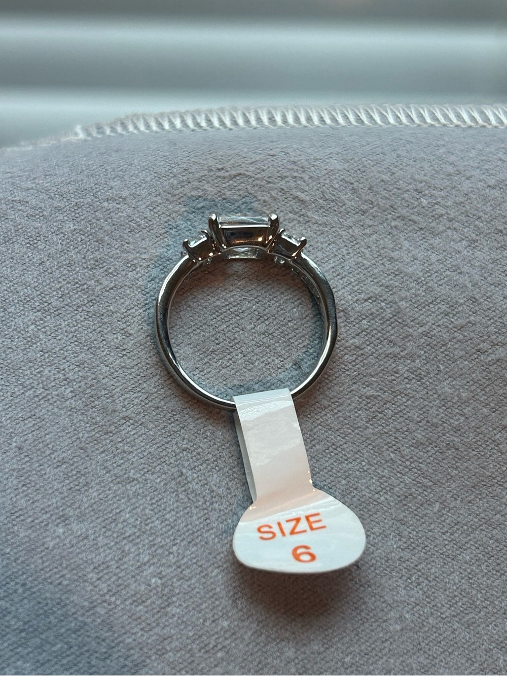 Sterling Silver Three-Stone White Cubic Zirconia Ring - Picture 3 of 4